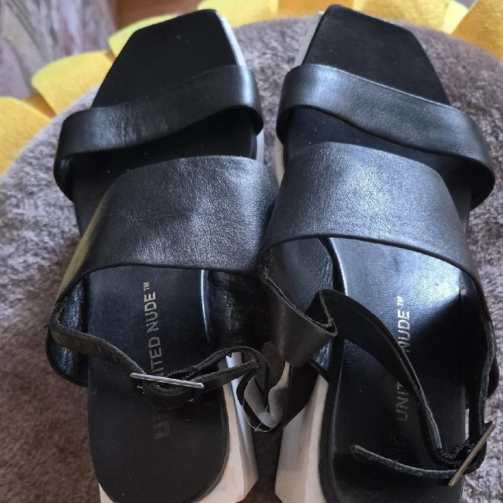 United Nude Black and White Wedge Sandals
